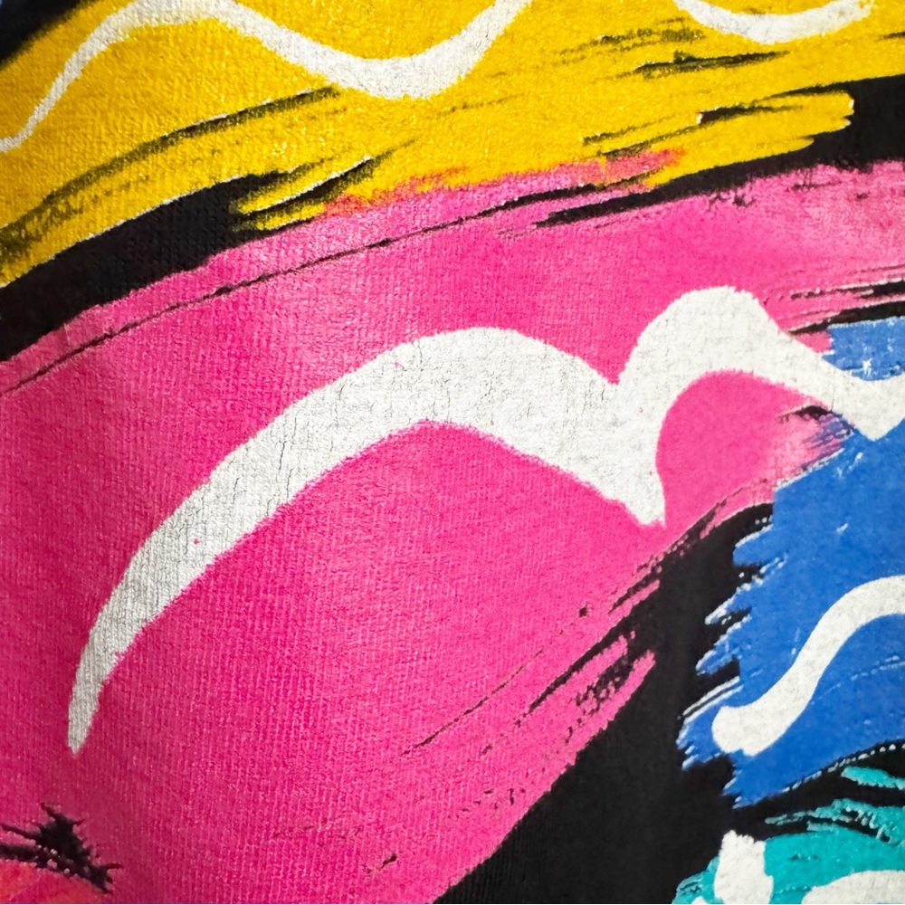 Vintage 90s Jacques Moret Single Stitch Colorful Graphic Tee Shirt - Picture 6 of 13